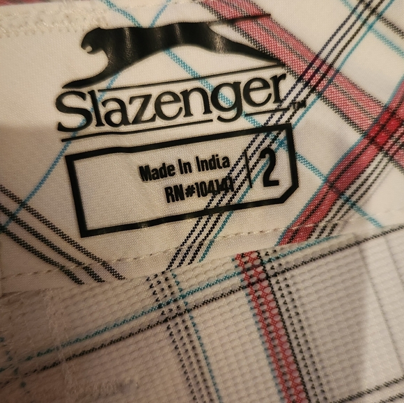 Slazenger White Pink Bermuda Golf Shorts Plaid Size 2 - Picture 3 of 3